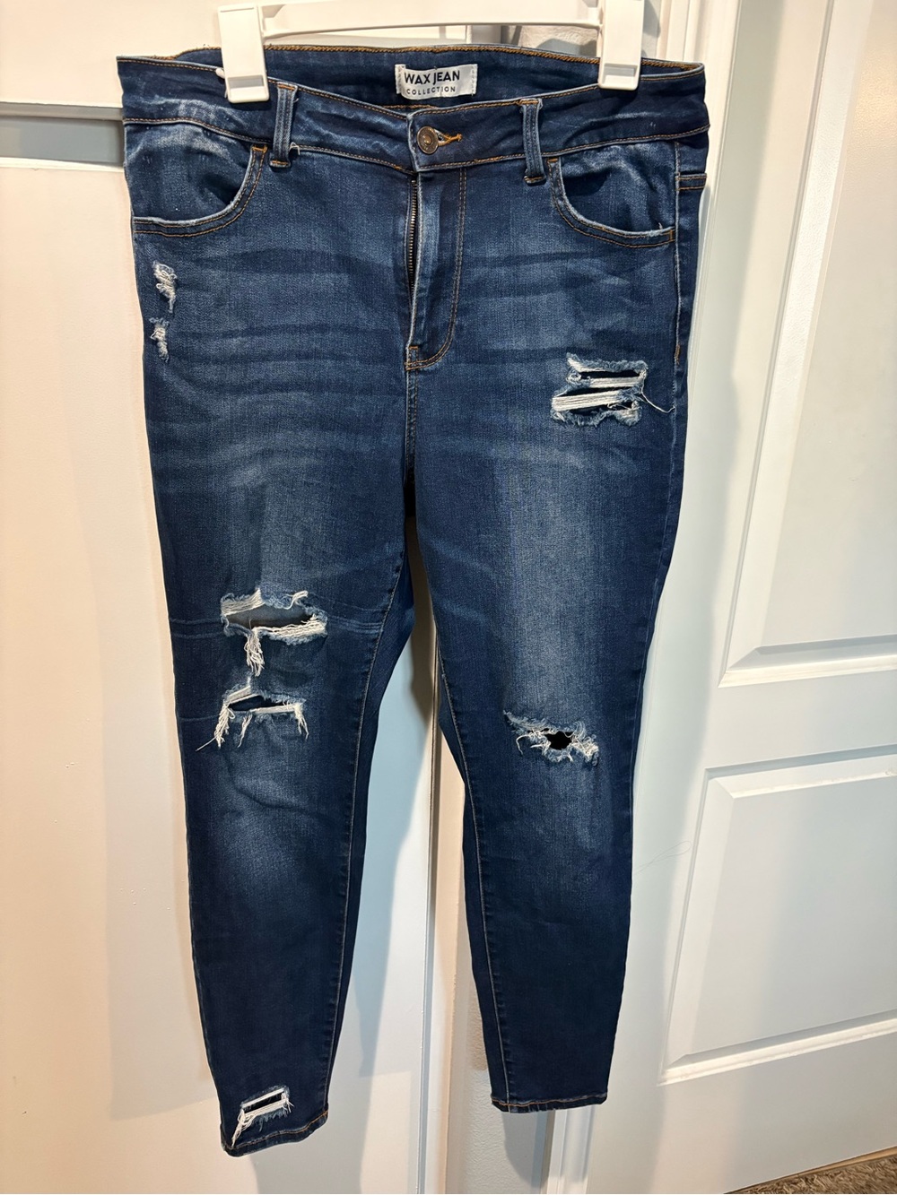 Wax Jean Navy Ripped Skinny Jeans
